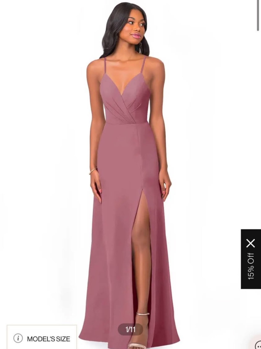 Azazie Everleigh Vintage Mauve Spaghetti-Strap V-Neck Dress w/ Front Slit